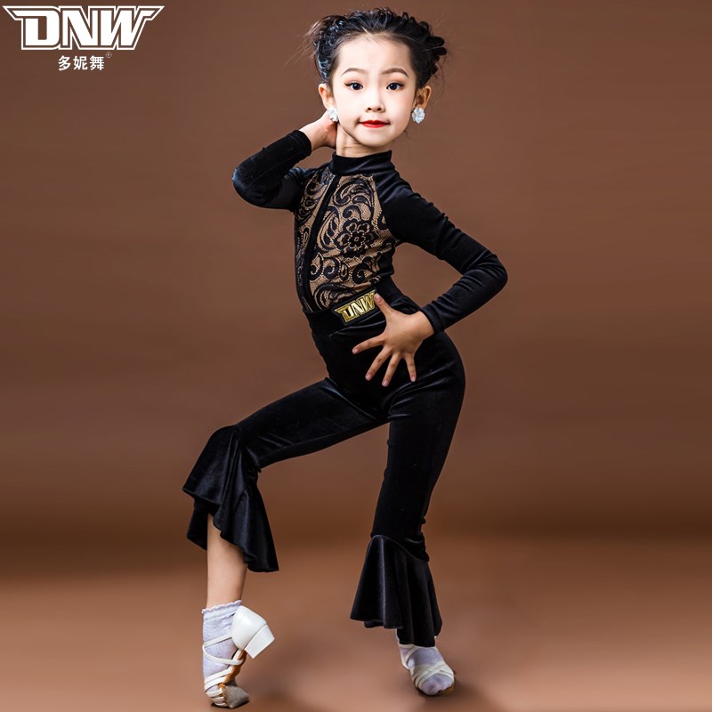 DNW少儿秋冬季k女童练习练功舞裙儿童集训服网红拉丁舞演出舞蹈服