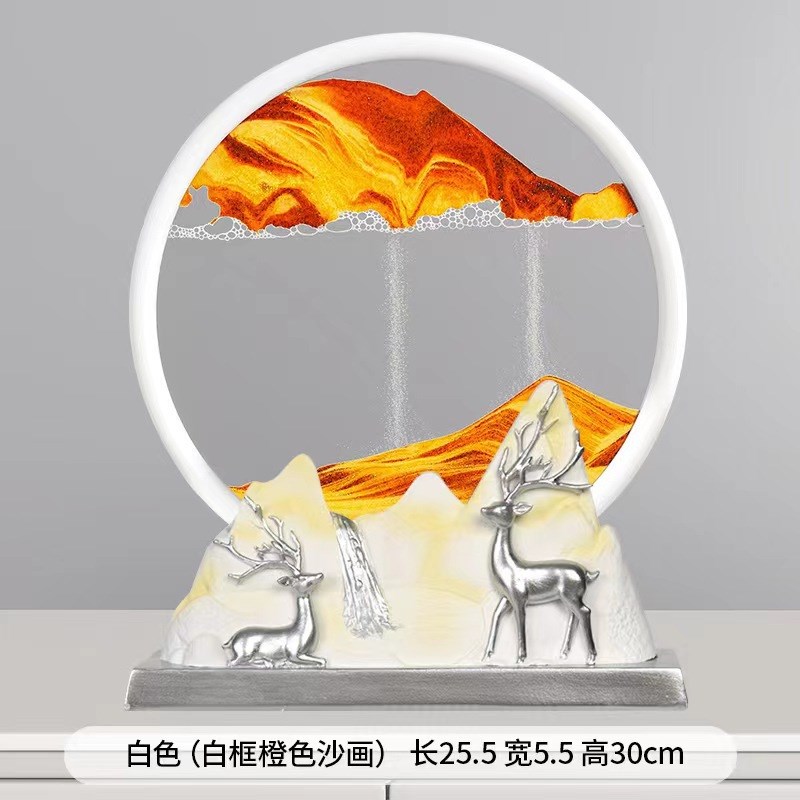 现代桌面创意3D沙漏流沙画摆件玄关书房客厅N办公室店铺茶室装饰图片