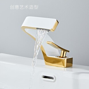 创意全铜瀑布冷热面盆水龙头洗手间浴室柜洗漱家用厕X所洗脸台上