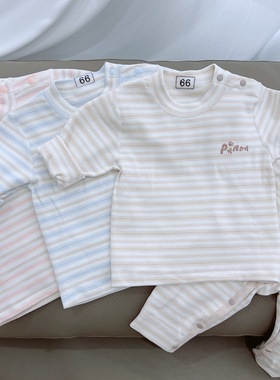 婴幼儿春秋款保暖衣宝宝a类纯棉肩扣免脱家居套装新生儿秋衣秋裤