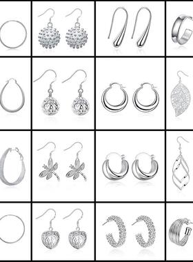 Fashion 925 Silver Earrings Simple 50mm Round Circle Hoop Ea