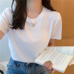 t恤女2025夏季 正肩白色短袖 宽松春秋内搭设计感小众显瘦纯棉上衣