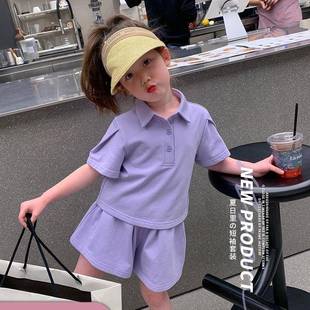 运动女宝宝POLO衫 女童夏季 儿童洋气休闲短袖 套装 两件套 2025新款