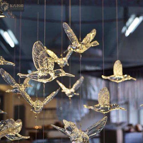 轻奢现代手工艺术品飞鸟灯展厅客房走廊楼道LED酒店工程吊灯