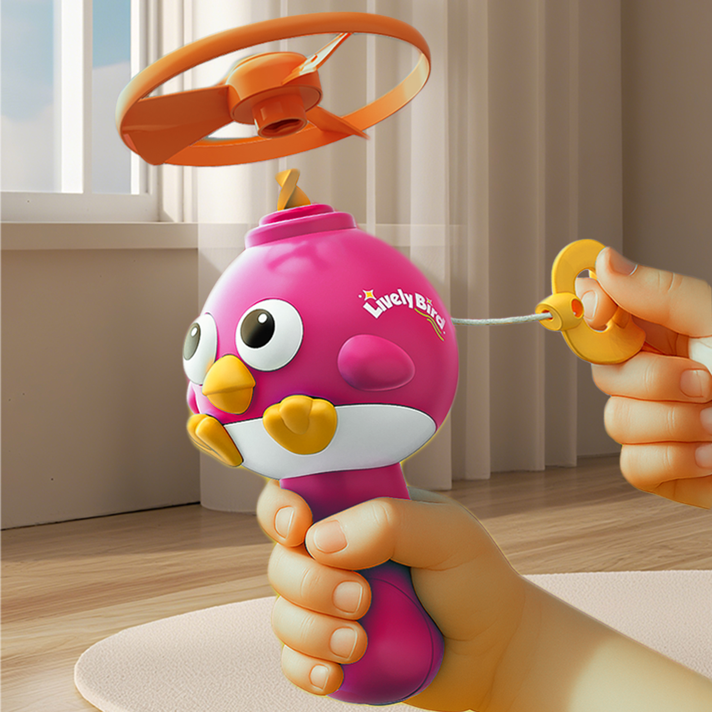 儿童小鸟手持竹蜻蜓飞盘户外飞盘