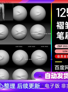 zbrush织物布料裤子衣服褶皱折痕zbp笔刷zb雕刻画笔素材源模板