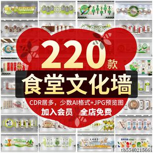 食堂文化墙公司企业学校职工学生饮食餐厅CDR模板源文件设计素材