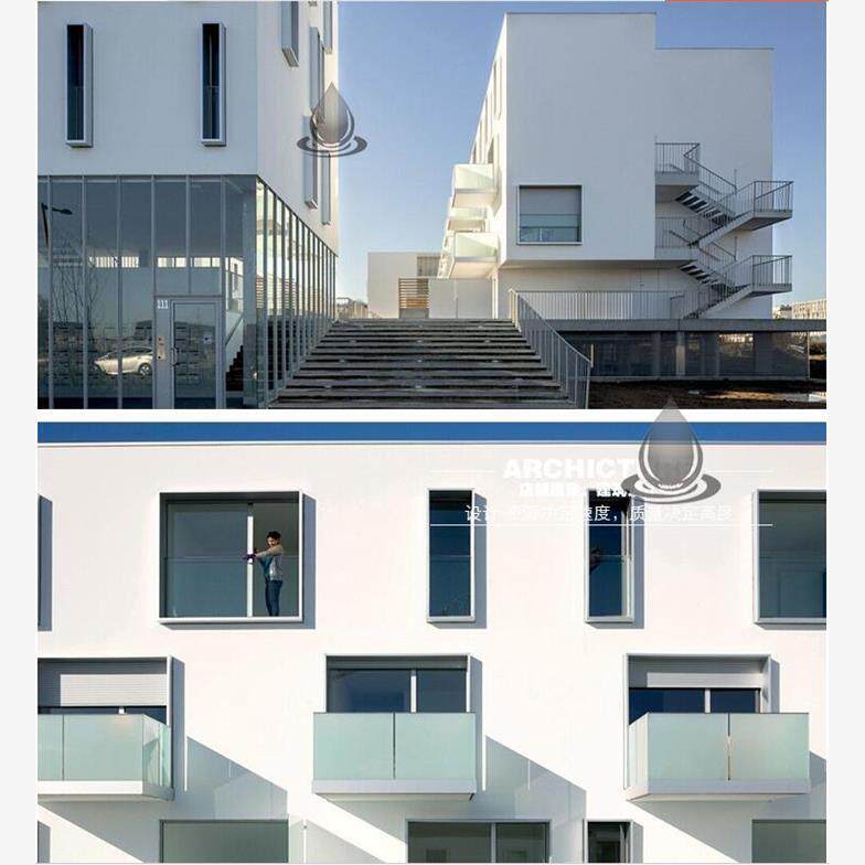 国外/现代/多层/组团式住宅/联系平台/立面开窗/建筑设计/su模型