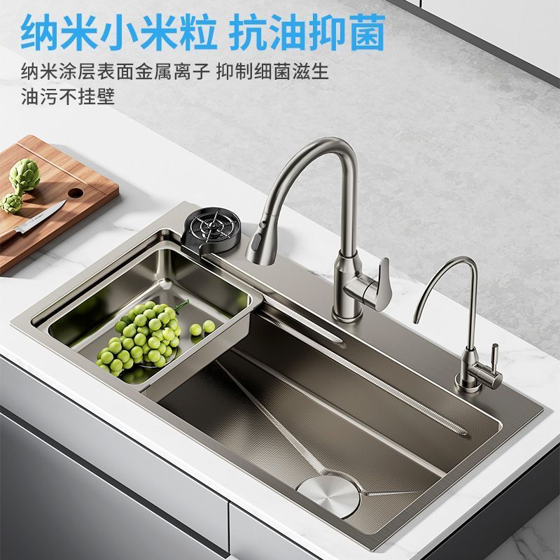 新疆包邮4MM加厚厨房水槽304不锈钢大单槽纳米压纹洗菜盆洗碗池洗