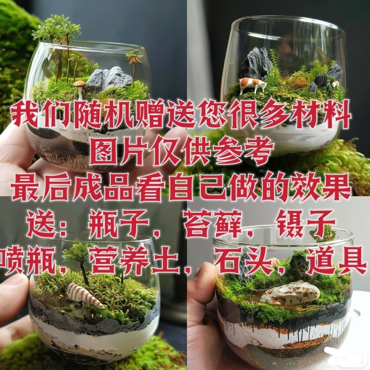 新疆包邮苔藓直筒瓶微景