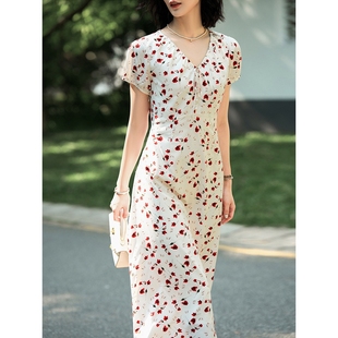 日本品質年輕版 新款 裙子法式 真絲長 桑蠶絲連衣裙女小個子2025夏季