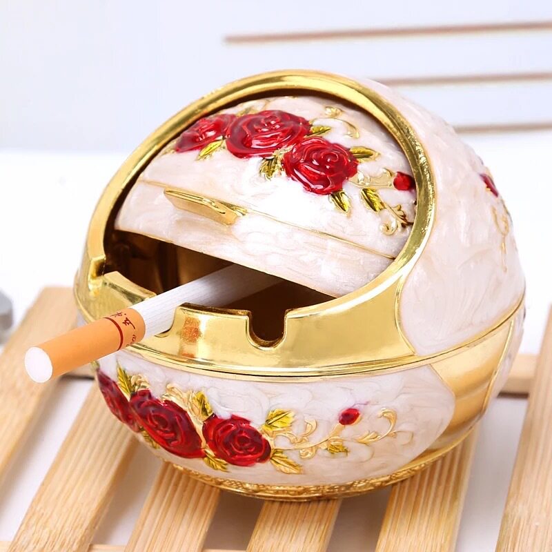 大号球形烟灰缸创意翻盖个性潮流家用客厅茶几多功能欧式时尚烟缸