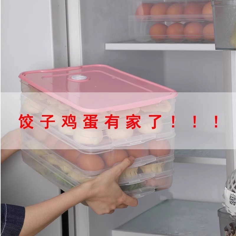 冰箱透明饺子盒鸡蛋家用食品级冷冻盒馄饨保鲜收纳盒子可叠放