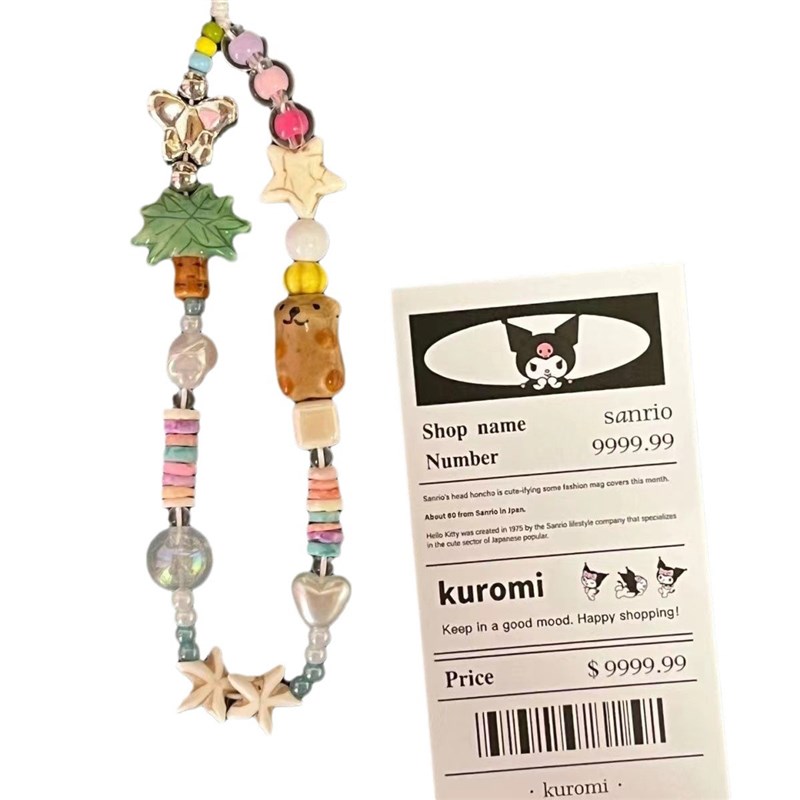 夏日椰子树海星ccd相机挂绳手机壳挂件拍立得防丢手绳diy珠子串珠