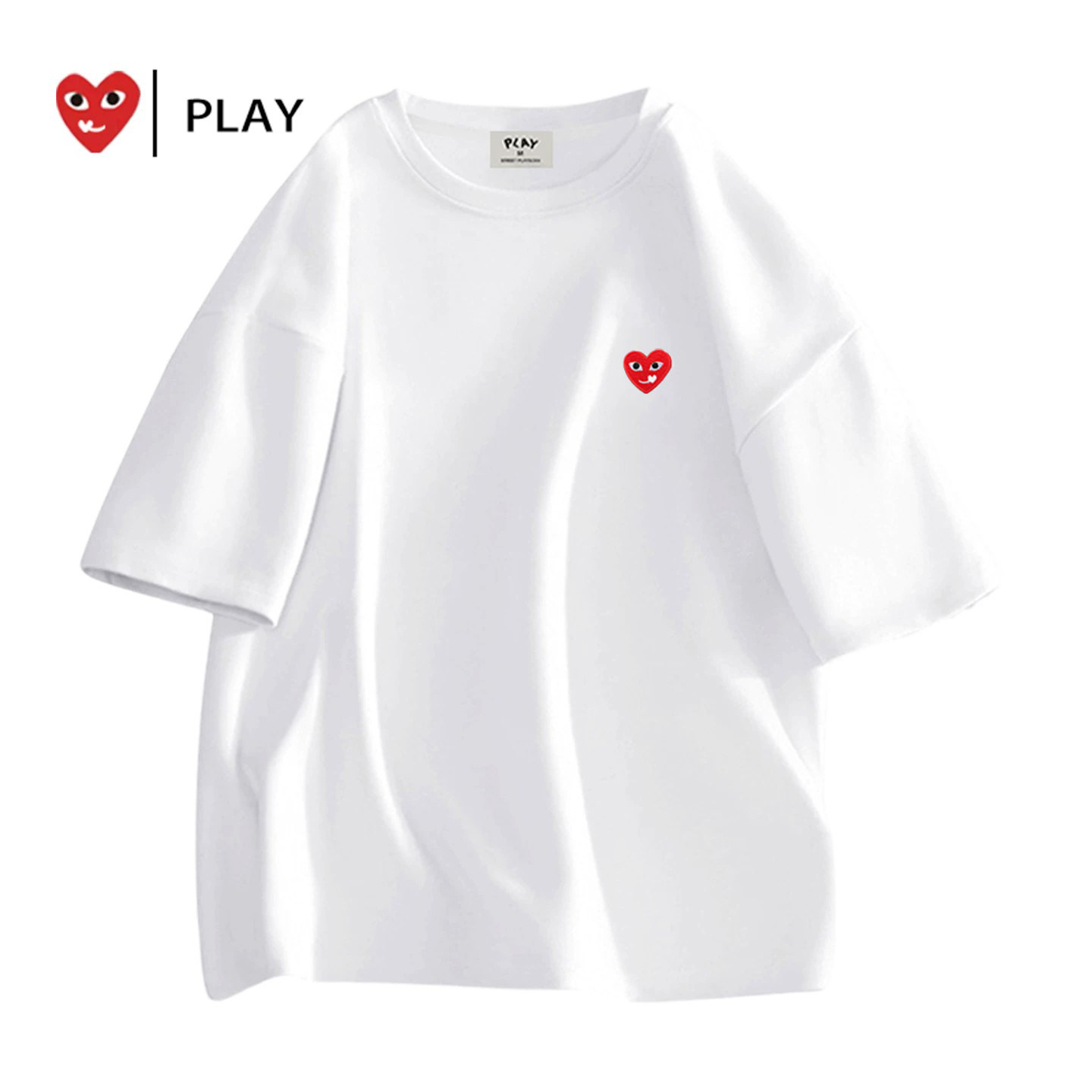 PLAY官方旗舰店正品短袖T恤男女情侣装夏季圆领桃心刺绣纯棉上衣图片