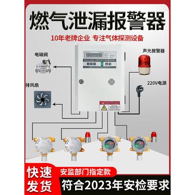 工业可燃气体报警器 探测器厨房煤气检测仪 天然气报警器自动断气