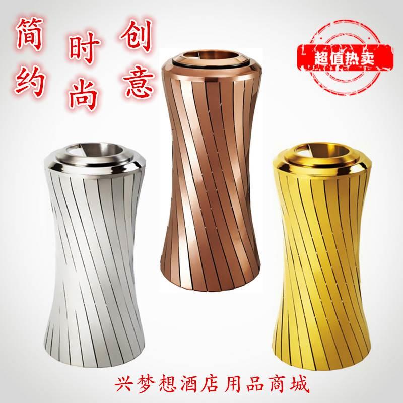 艺术款小蛮腰酒店大堂座地烟灰桶时尚创意立式垃圾桶带烟灰缸筒