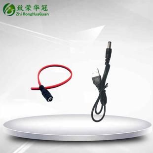 29cm长红黑母头线 加 USB转换DC5.5 2.1mm直流电源60CM长公头线