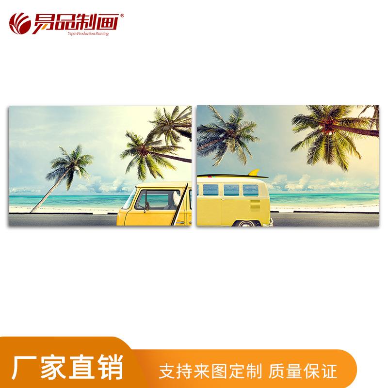 易品风景无框画餐厅酒店宾馆房车挂画海景椰树北欧帆布画客厅海洋