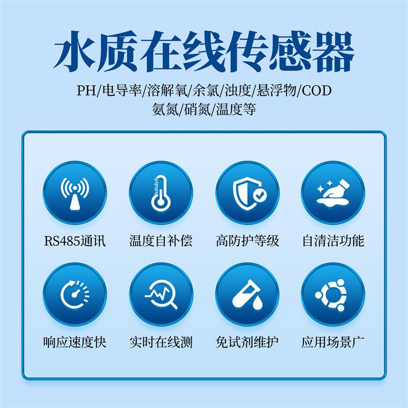 热销在线水质传感器PH温度余氯硝氮悬浮物溶解氧探头实时在线检测