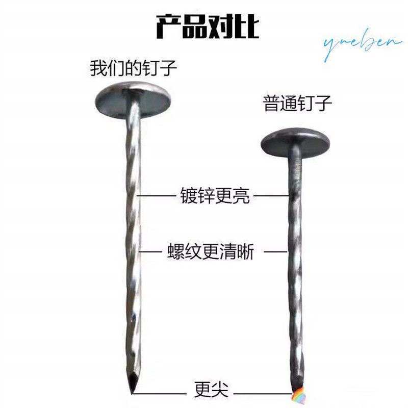 热销镀锌大头钉加长大帽木用钉子瓦楞钉螺丝钉水泥墙钉