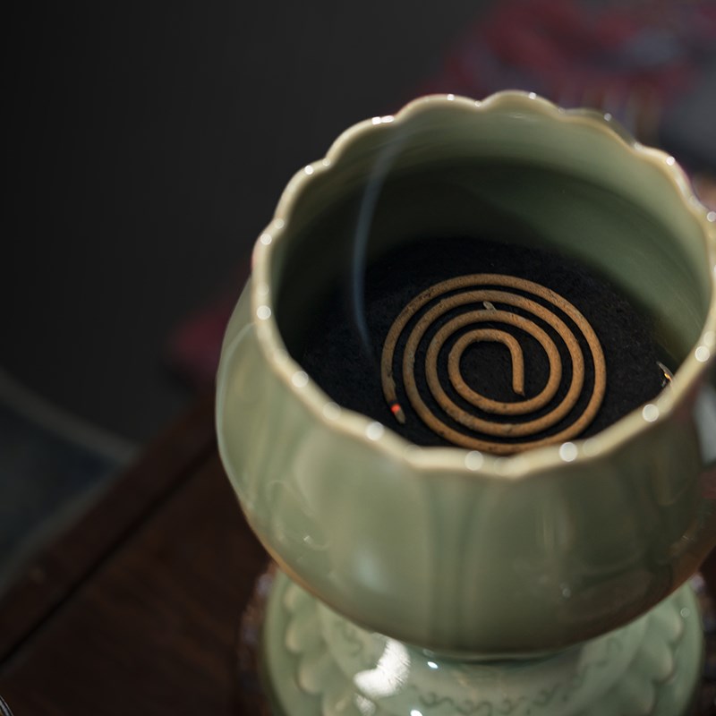 热销叶屿 莲花越青香炉新中式茶室盘香花瓣茶洗建水篆香茶道器具