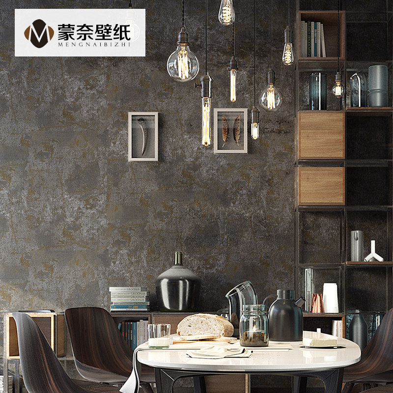 热销复古工业风纯色素色黄色灰色墙纸客厅卧室背景墙壁纸非自粘高