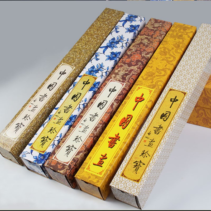 热销书画包装盒字画盒卷轴盒伸缩盒抽拉书画收藏收纳防潮锦盒10个