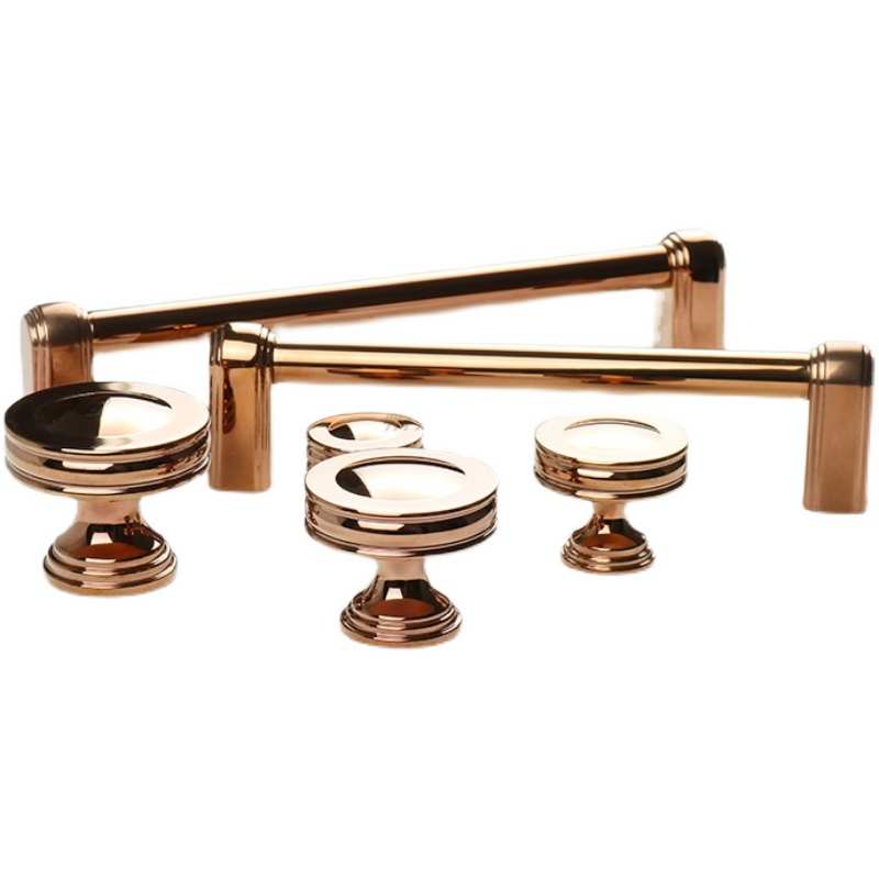热销意大利纯铜玫瑰金柜门拉手 家具衣柜抽屉把手加长轻奢法式小