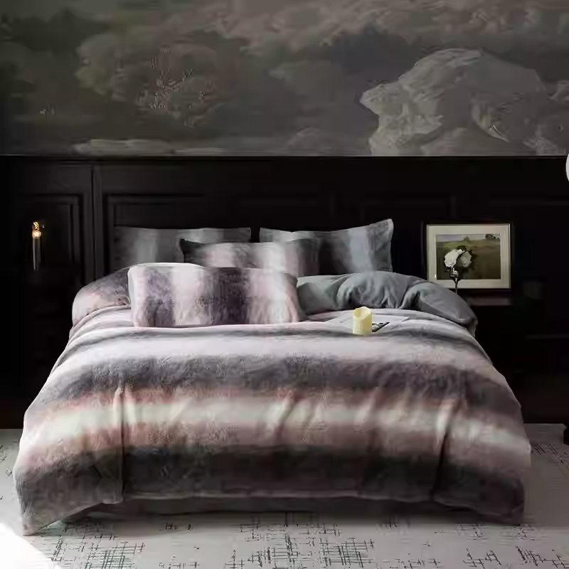 费斯巴赫高端A类兔毛绒四件套牛奶绒冬季被套加厚吉荣床单保暖床