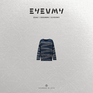 宽松落肩毛衣WT54ISY039 进口珠片线撞色条纹针织衫 耀眼星河