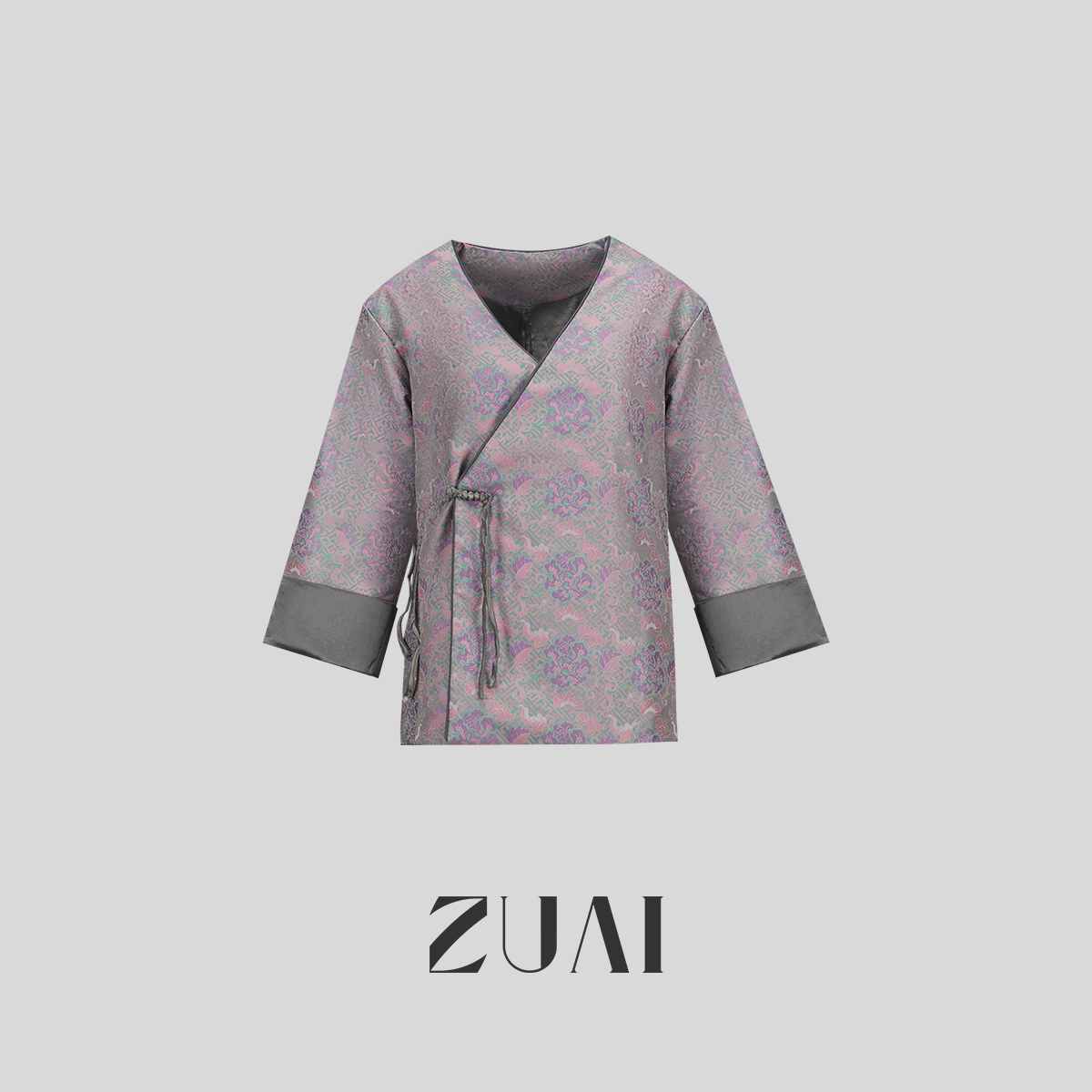 【幂姐生日同款国风外套】鎏金溢彩缎面盘扣V领卷边袖外