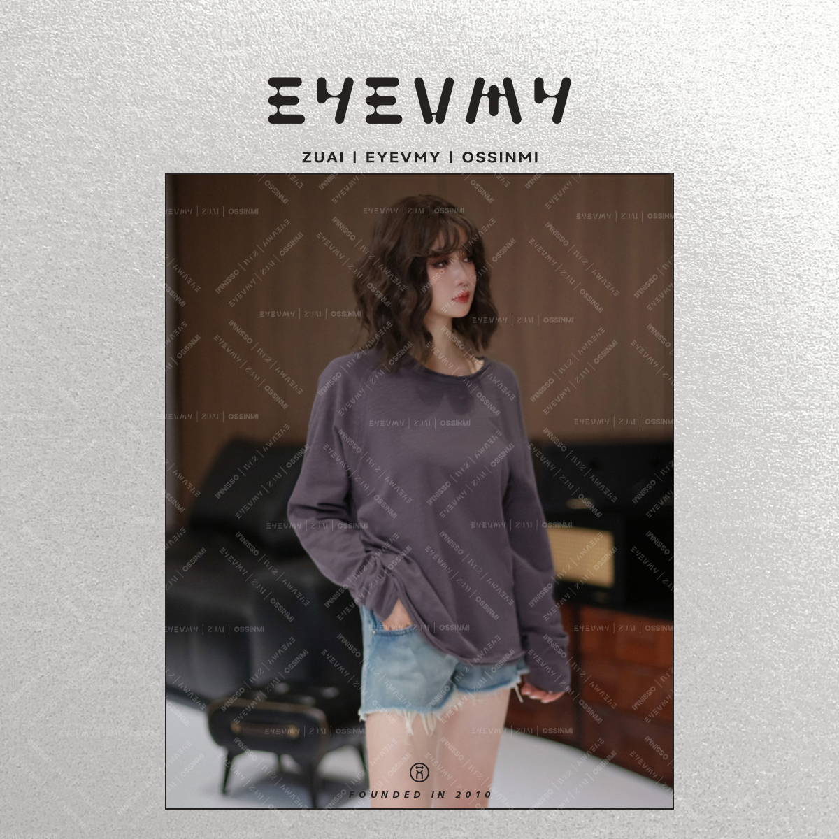 【暖竹棉T】手工散口卷边插肩袖圆领竹节松弛针织衫WT51AYQ022