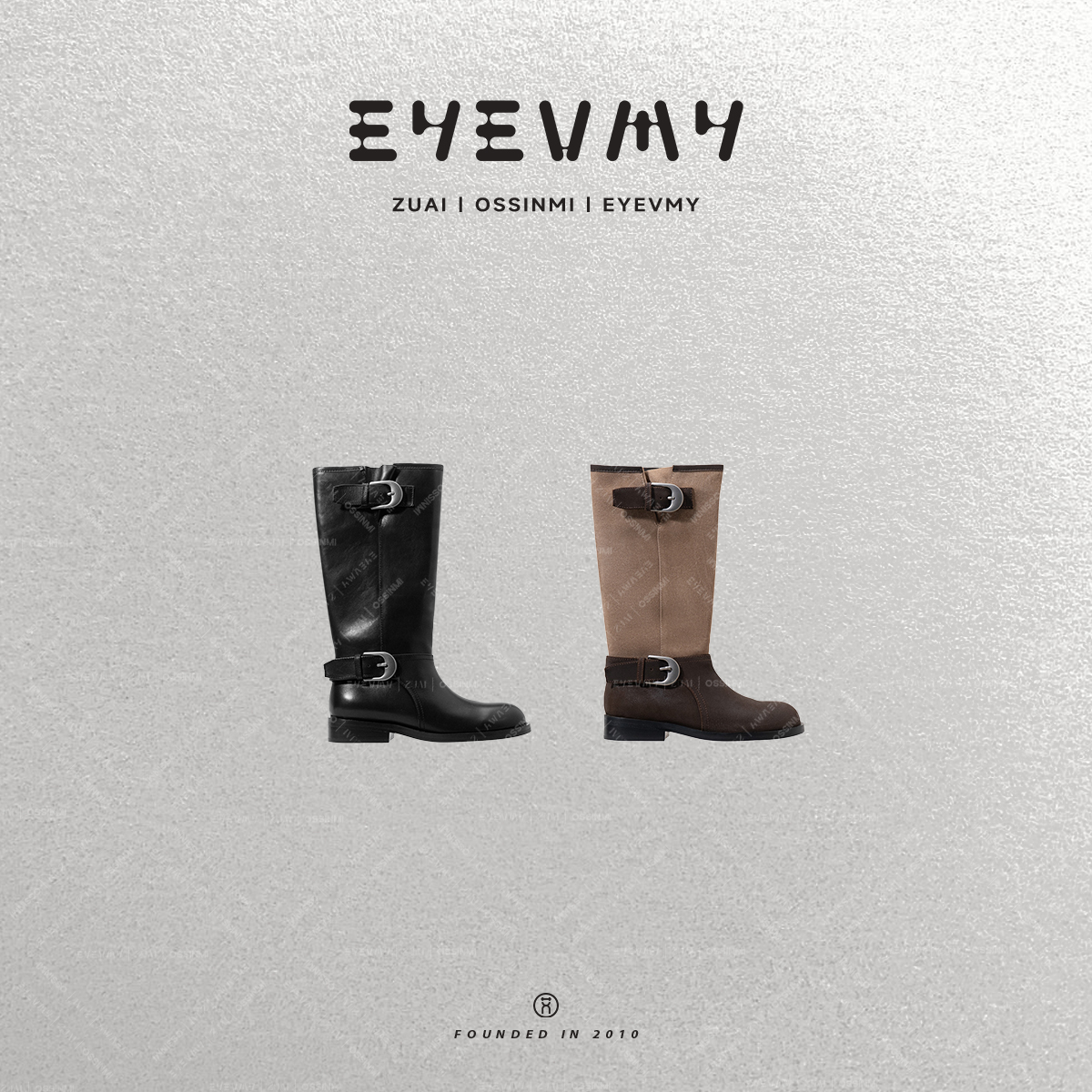 【游牧骑士靴】牛皮面羊皮里金属扣长筒靴机车靴ST51WK058