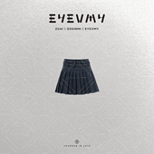 谬系褶裙 复古高腰显瘦藏蓝慵懒风百褶裙WT53RLH004