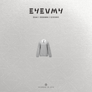 学院风双层超柔绒底撞色领OVERSIZE针织上衣WT54GLH0 EYE卫衣