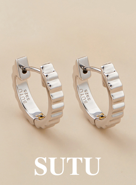 素图菱格耳扣925银极简设计高级感耳圈精致百搭气质耳钉轻奢耳饰