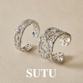 素图戒指925银列维斯蕾丝小众设计感食指戒轻奢高级感开口戒指环