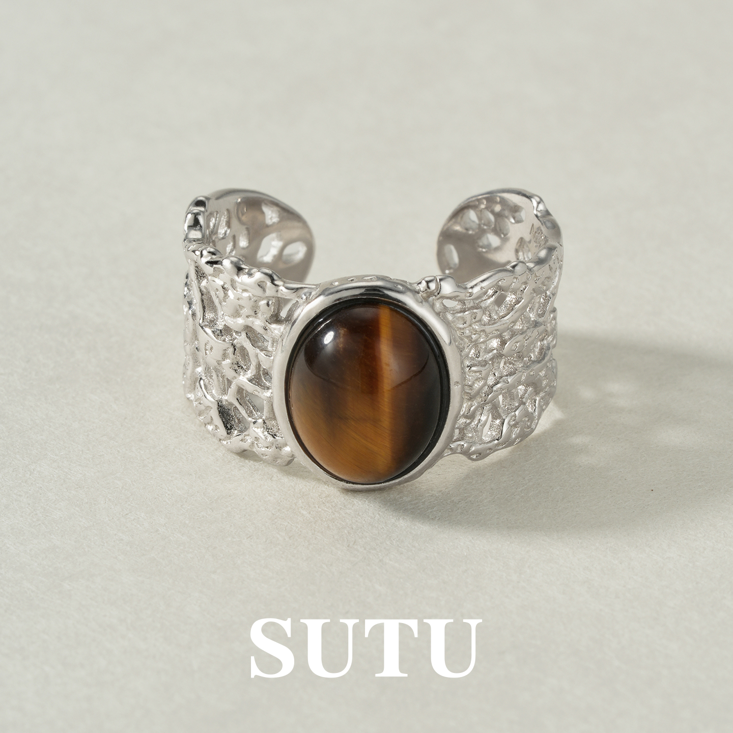 素图女925银秋冬气质美拉德戒指