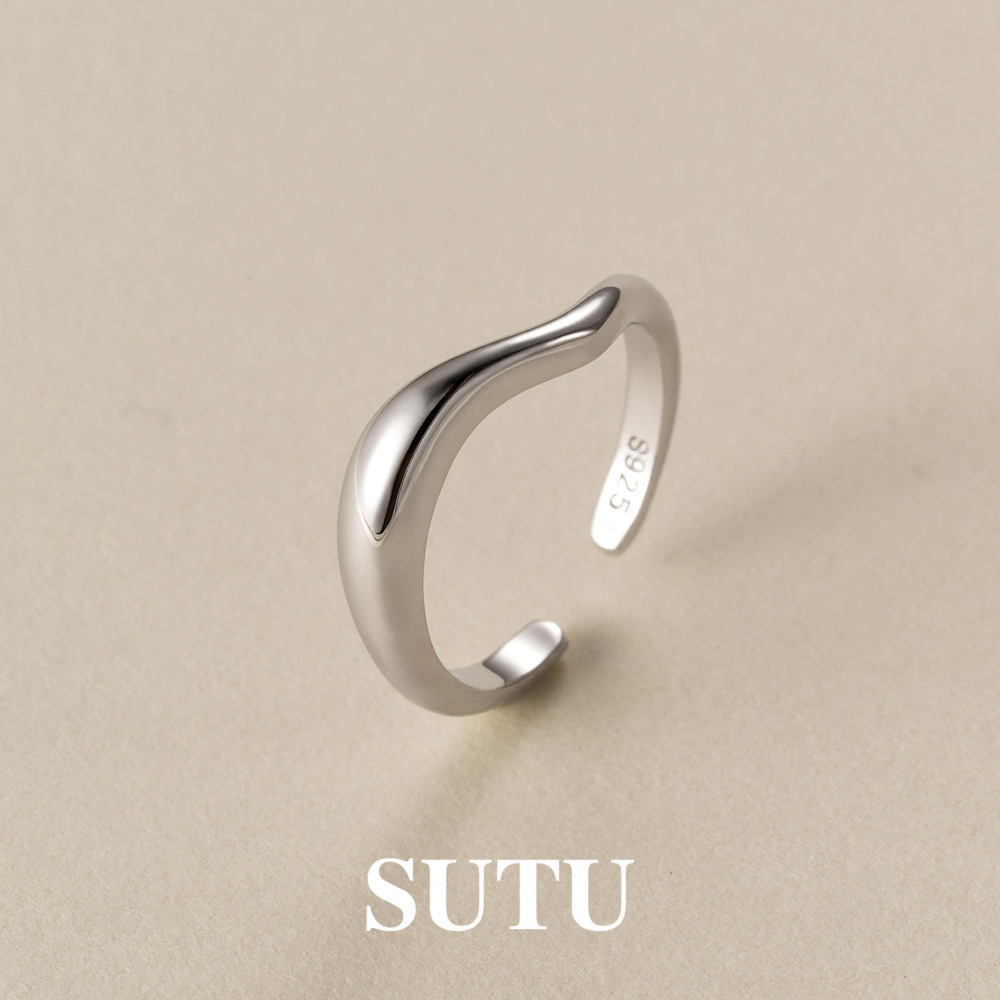 sutu银戒指素图不规则简约图片