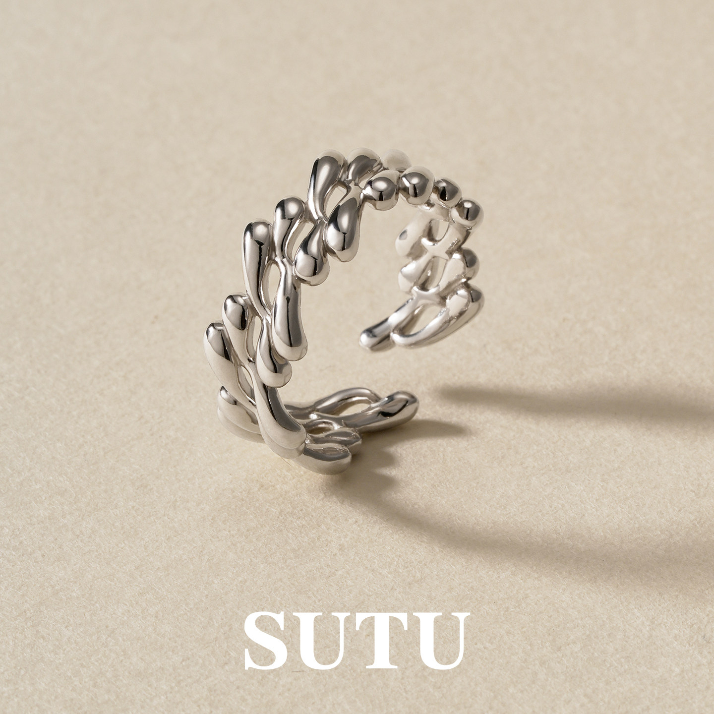 素图小众时尚设计925银气质指环