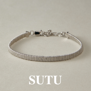 素图编织手链925银意大利进口轻奢小众独特精致手饰极简高级配饰