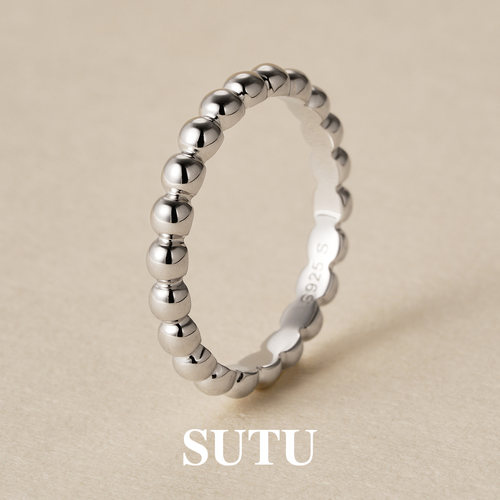 素图女925银百搭气质小众戒指女