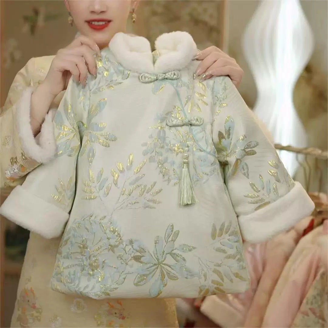 女童旗袍连衣裙冬季新款儿童加绒加厚中国宝宝洋气拜年新中式