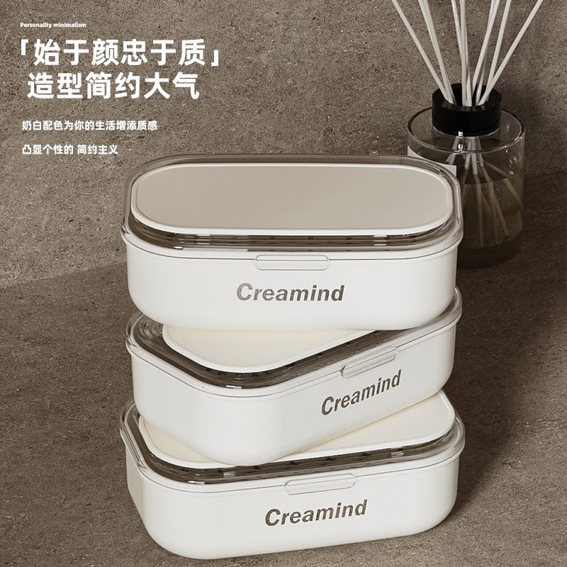 肥皂盒沥水带盖旅行便携香皂盒双层透明轻奢大号皂缸学生宿舍有盖
