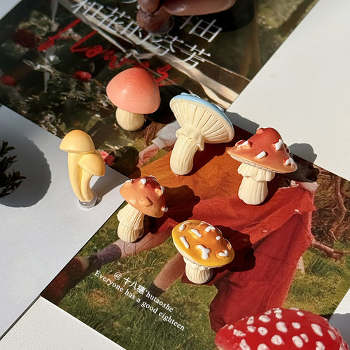 ins风可爱小蘑菇创意仿真森林冰箱贴立体装饰品创意冰箱装饰