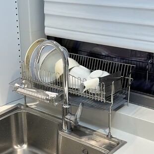 厨房沥水架家用不锈钢可增高窗台台面多功能置物架餐具收纳沥水架