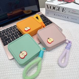 可爱收纳软硅胶豆腐包折叠手机保护套化妆品电源防水挂绳mini小包