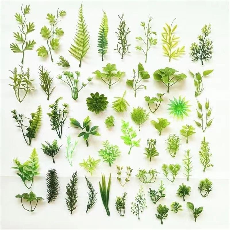 手工花束塑料水草仿真草仿真花蛋糕绿植装饰摆盘叶子假草绿叶酒店
