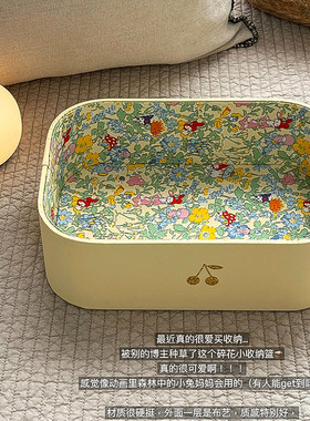 碎花化妆品桌面收纳盒整理盒发饰首饰多功能储物盒梳妆台置物架